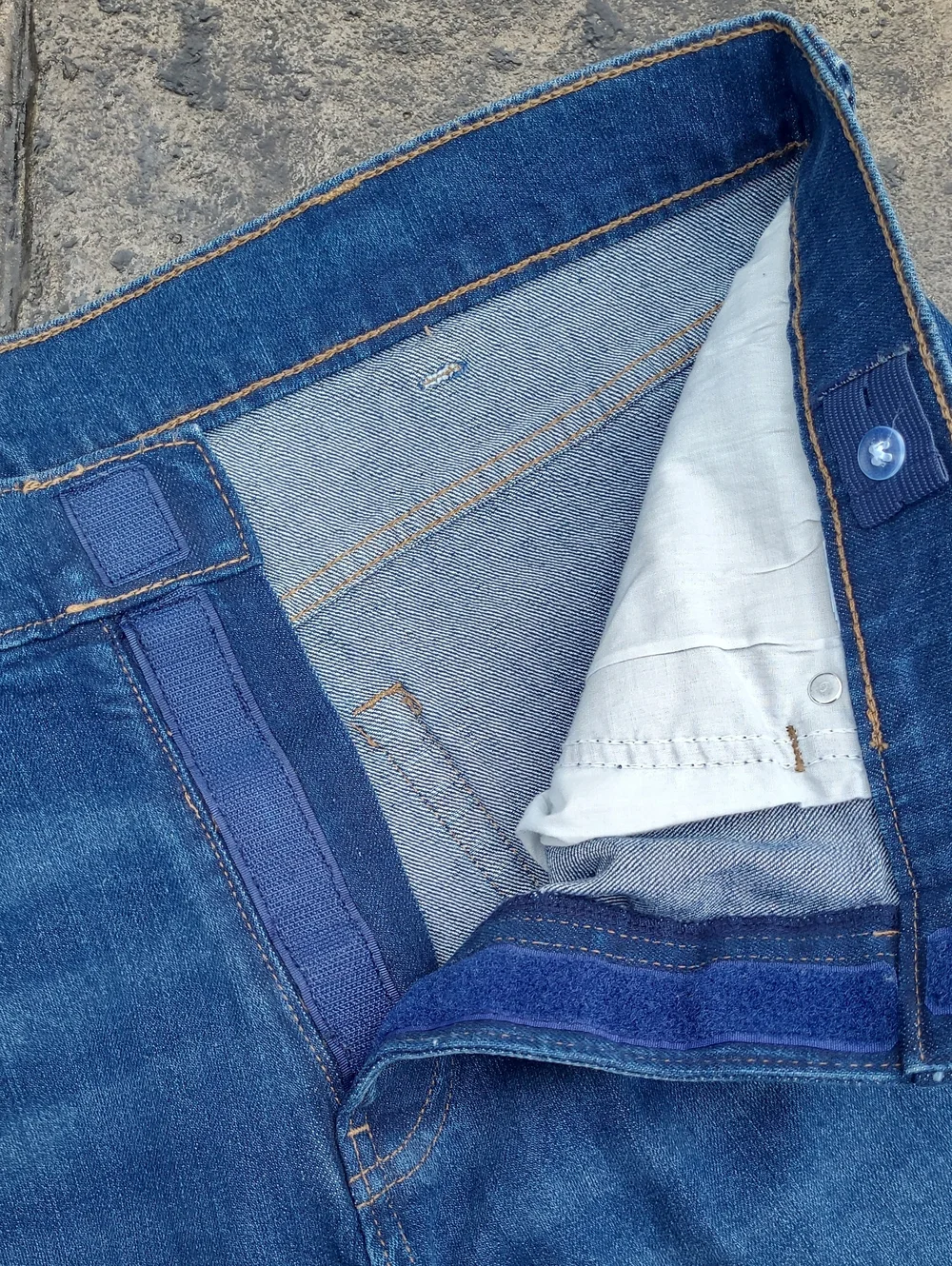 NWT! Sonoma Adaptive Mens 38 x 30 expandable waistband hook & loop fly blue Jean